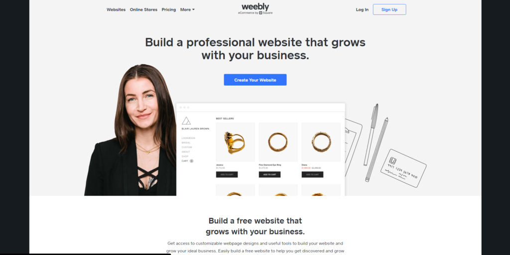 screenshot of weebly.com website