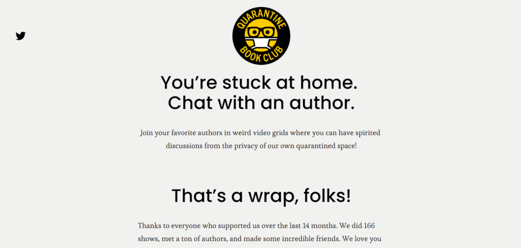 image of quarantine virtual book club